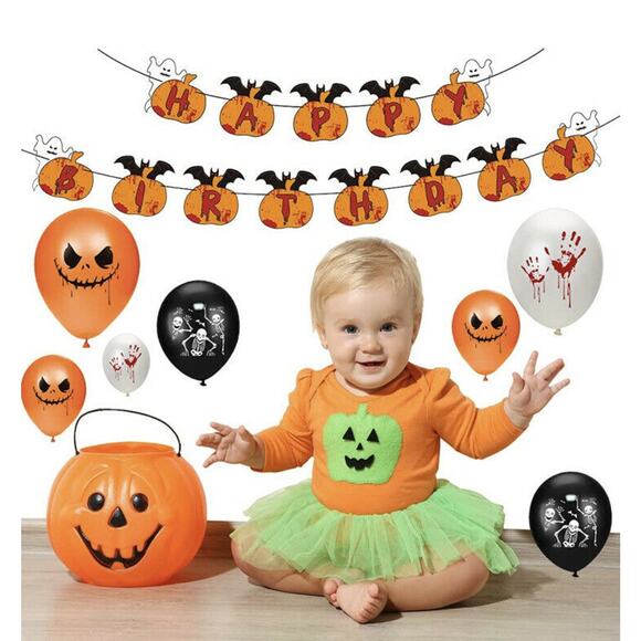 Happy Birthday Party Decorations Halloween Happy Birthday Party Banner Cake Top - Picture 2 of 4